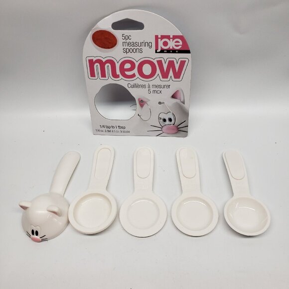 New Joie Cat Measuring Spoon Set Meow 5 Piece White - Picture 9 of 15